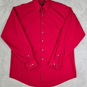 Arrow Mens Red‎ Long Sleeve Wrinkle Free Poplin Dress Shirt Large 16.5 36/37